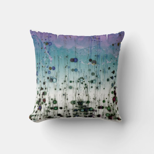 Abstract Aqua Paars en Zwart Kussen (Voorkant)