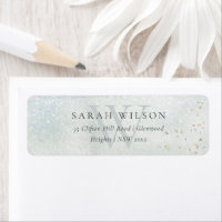 Abstract Aqua Silver Brush Stoke Monogram Adres