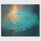 Abstract Aqua Waves with Golden Sunlight Cadeaupapier (Vlak)