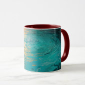 Abstract Aqua Waves with Golden Sunlight Mok (Voorkant rechts)