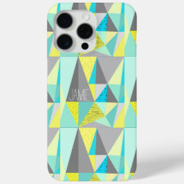 Abstract Aqua Yellow Grey Geometric Persoonlijk iPhone 15 Pro Max Hoesje