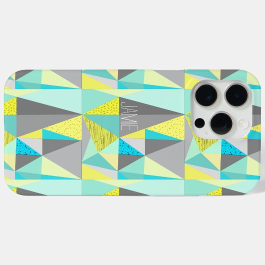 Abstract Aqua Yellow Grey Geometric Persoonlijk Case-Mate iPhone Case (Achterkant (horizontaal))