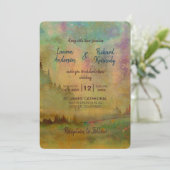 Abstract Aquarel Bergbos Bruiloft Kaart (Staand voorkant)