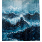 Abstract aquarel blauwe zee douchegordijn (Voorkant)