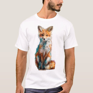 Abstract aquarel geschilderd rood vos portret mann t-shirt