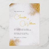 Abstract Aquarel Goud Glitter Luxe Elegant Folie Uitnodiging (Voorkant)