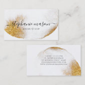 Abstract Aquarel Goud Glitter Modern Elegant Visitekaartje (Voorkant / Achterkant)
