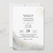 Abstract Aquarel Groen Penseelstreken & Goud Kaart (Voorkant)