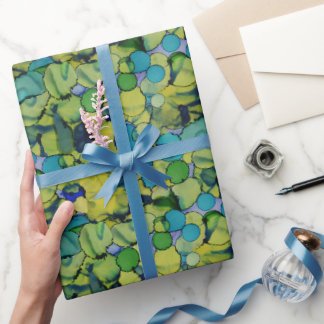 Abstract Aquarel Groen Turquoise Blauwe Inpakpapie Cadeaupapier