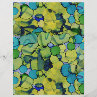 Abstract Aquarel Groen Turquoise Blauwe Papierblad