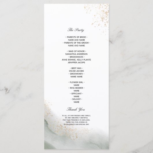 Abstract Aquarel Groene Kwasten & Goud Menu (Achterkant)