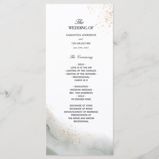 Abstract Aquarel Groene Kwasten & Goud Menu (Voorkant)