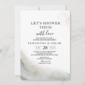 Abstract Aquarel Groene Kwaststreken & Goud  Kaart (Voorkant)