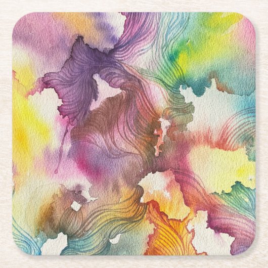 Abstract Aquarel Kartonnen Onderzetters (Voorkant)