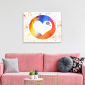 Abstract Aquarel Oranje & Blauwe Hart Ontwerp Canvas Afdruk (Insitu (Woonkamer))