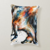 Abstract Aquarel Rennend Paard Accent Kussen (Achterkant (Verticaal))