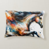 Abstract Aquarel Rennend Paard Accent Kussen (Achterkant)