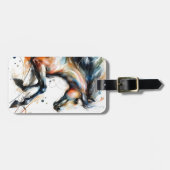 Abstract Aquarel Rennend Paard Bagagelabel (Voorkant horizontaal)
