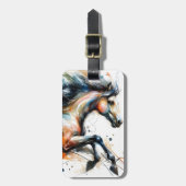 Abstract Aquarel Rennend Paard Bagagelabel (Voorkant verticaal)
