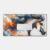 Abstract Aquarel Rennend Paard Bureaumat (Keyboard & Muis)