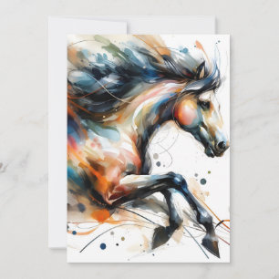 Abstract Aquarel Rennend Paard Feestdagenkaart