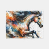 Abstract Aquarel Rennend Paard Fleece Deken (Voorkant (Horizontaal))