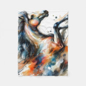 Abstract Aquarel Rennend Paard Fleece Deken (Voorkant)