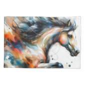 Abstract Aquarel Rennend Paard Kussensloop (Achterkant)