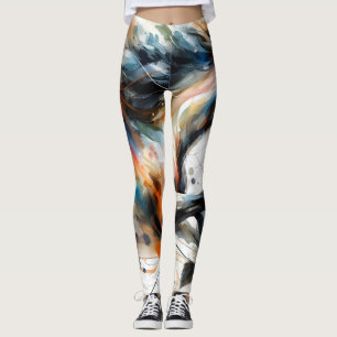 Abstract Aquarel Rennend Paard Leggings