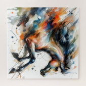 Abstract Aquarel Rennend Paard Legpuzzel (Horizontaal)