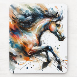Abstract Aquarel Rennend Paard Muismat