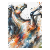 Abstract Aquarel Rennend Paard Tafelkleed (Voorkant)