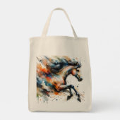 Abstract Aquarel Rennend Paard Tote Bag (Achterkant)