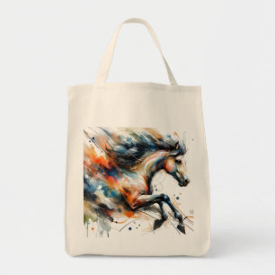 Abstract Aquarel Rennend Paard Tote Bag