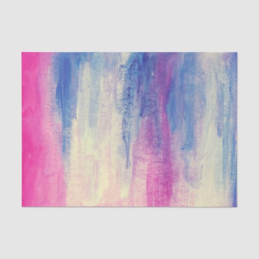 Abstract Aquarel Roze Blauw Wit Tissuepapier (Voorkant)