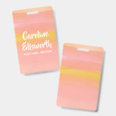 Abstract Aquarel Roze Geel Gepersonaliseerd Badge (Voor- en achterkant)