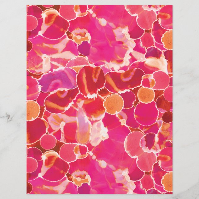 Abstract Aquarel Roze Rood Koraal Papieren Vel (Voorkant)