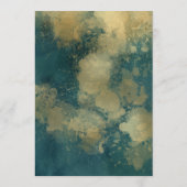 Abstract Aquarel Teal Goud Bruiloft Menu (Achterkant)