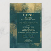 Abstract Aquarel Teal Goud Bruiloft Menu (Voorkant)