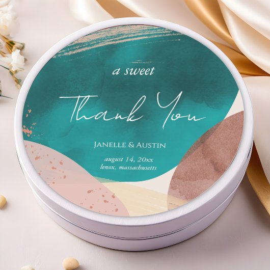 Abstract Aquarel Trouwdag Bedankt Ronde Sticker