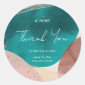 Abstract Aquarel Trouwdag Bedankt Ronde Sticker (Voorkant)