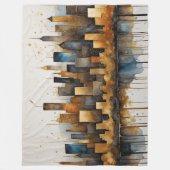Abstract aquarelschilderij blauw stadsaanzicht fleece deken (Voorkant)