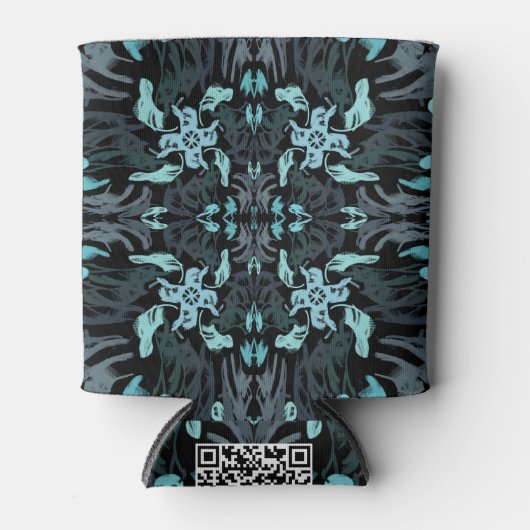 Abstract Aquatic Shaded Repeating Pattern Swirls Blikjeskoeler (Voorkant)