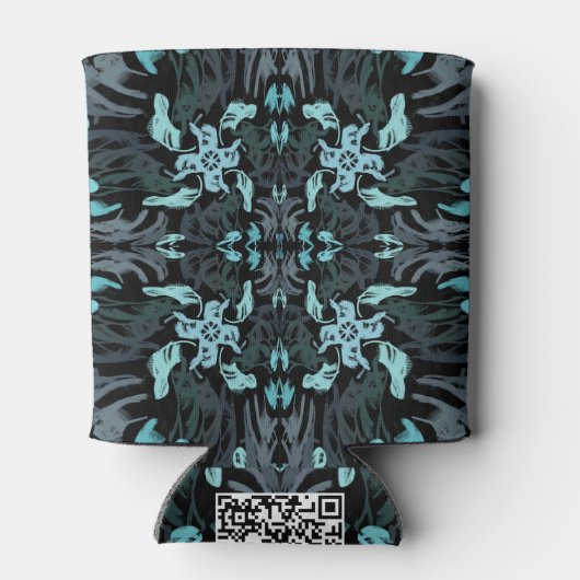 Abstract Aquatic Shaded Repeating Pattern Swirls Blikjeskoeler (Achterkant)