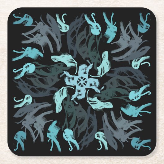 Abstract Aquatic Shaded Repeating Pattern Swirls Kartonnen Onderzetters (Voorkant)