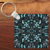 Abstract Aquatic Shaded Repeating Pattern Swirls Sleutelhanger (Voorkant)