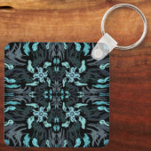 Abstract Aquatic Shaded Repeating Pattern Swirls Sleutelhanger (Achterkant)