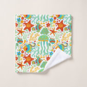 Abstract aquatisch leven bad handdoek (Wasdoekje)