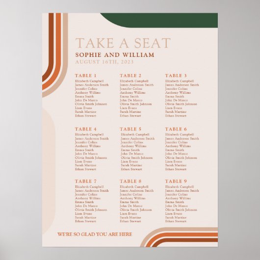 Abstract Arch Wedding Seating chart sign poster (Voorkant)