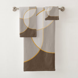 Abstract arsenaal in bruin, beige, tinten en goud bad handdoek